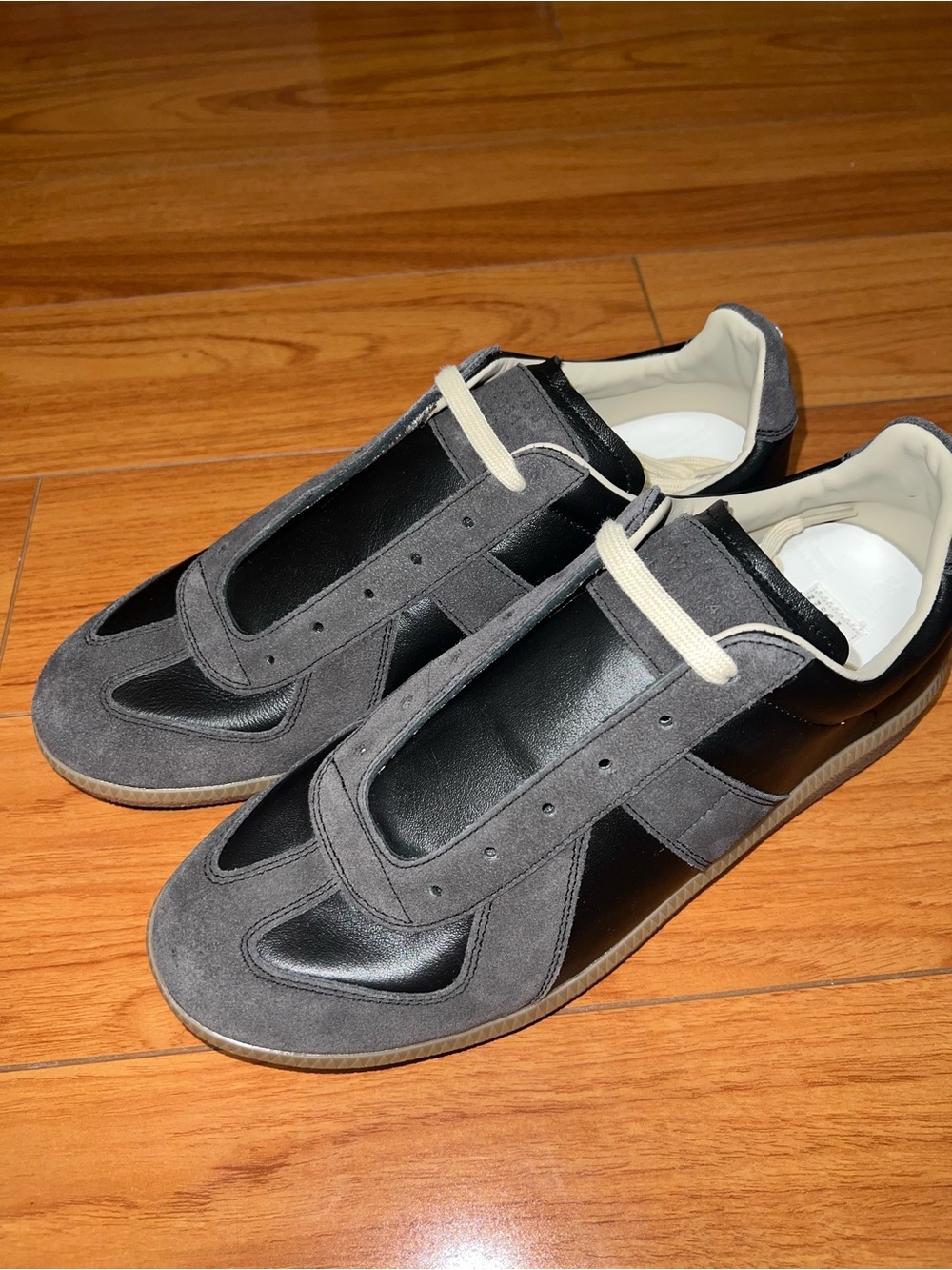 Maison Martin Margiela Gray Suede & Black Leather Sneakers